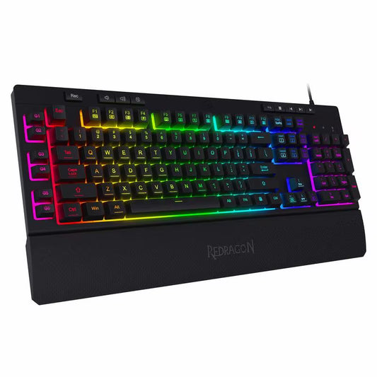K512 Shiva RGB Backlit Membrane Gaming Wired Keyboard, Linear Mechanical-Feel Switch, Detachable Wrist Rest