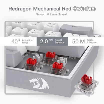 K617 Fizz 60% Wired RGB Gaming Keyboard, 61 Keys Hot-Swap Compact Mechanical Keyboard Red Switch