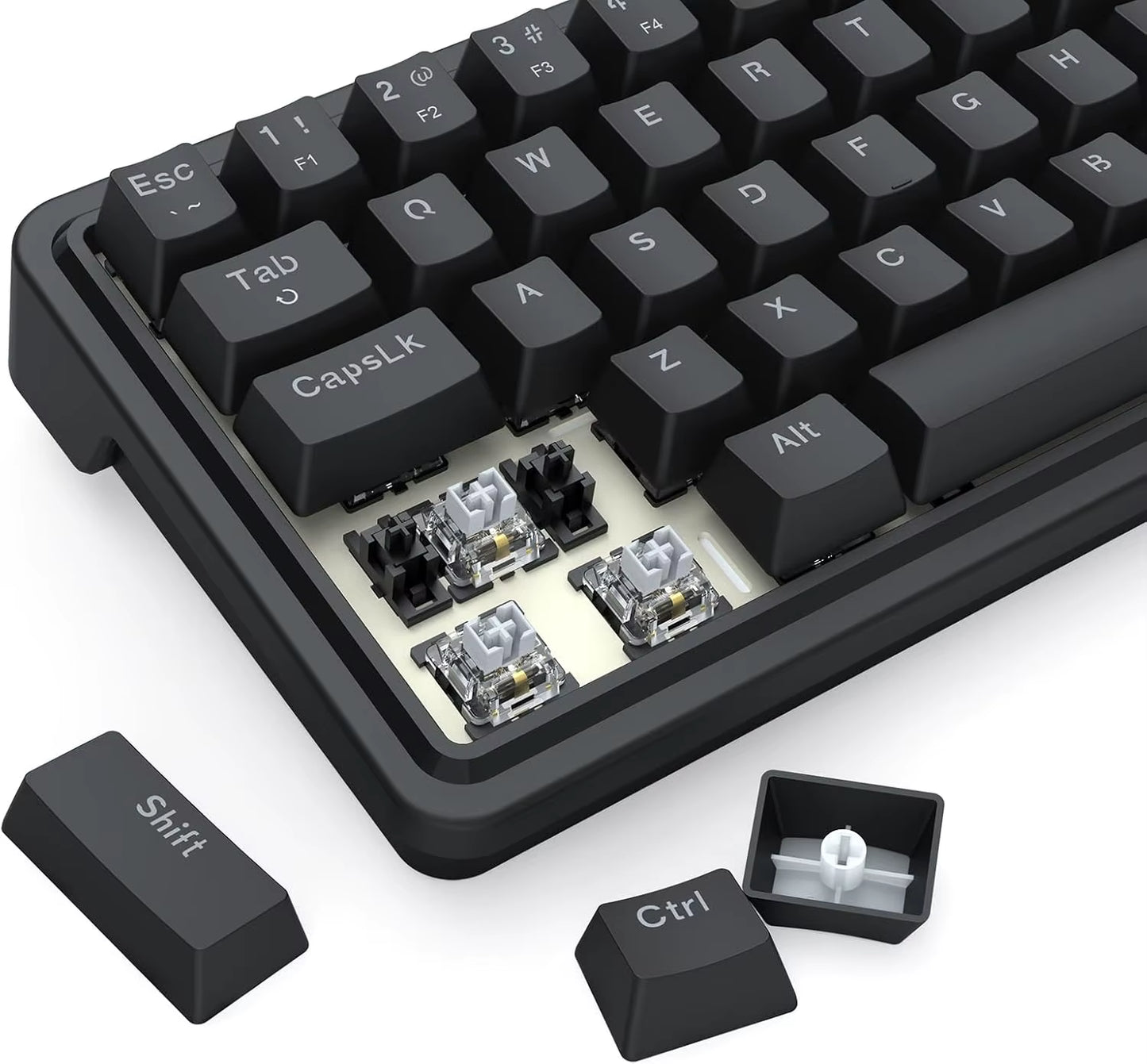 K722 60% Wired Gasket RGB Gaming 61 Keys Hot-Swap Compact Mechanical Keyboard，3-Layer Noise Dampening