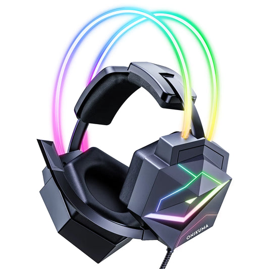 X20 Gaming Headset with RGB Light Wired Headphones with Mic Bass Surround over Ear Full Light Earphone for PS5 PC