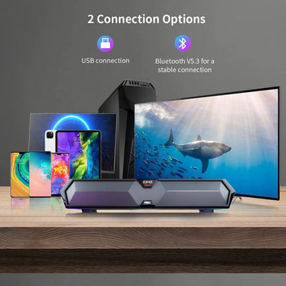 MG300 Computer Speakers Computer Soundbar: RGB LED Gaming Speakers Computer with Microphone