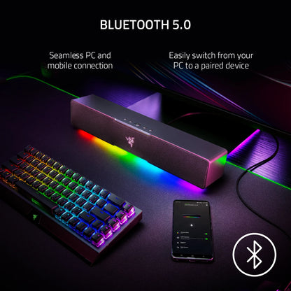 Leviathan V2 X PC Gaming Compact Soundbar: USB Type C, Bluetooth, High-Fidelity Stereo,  Chroma™ RGB